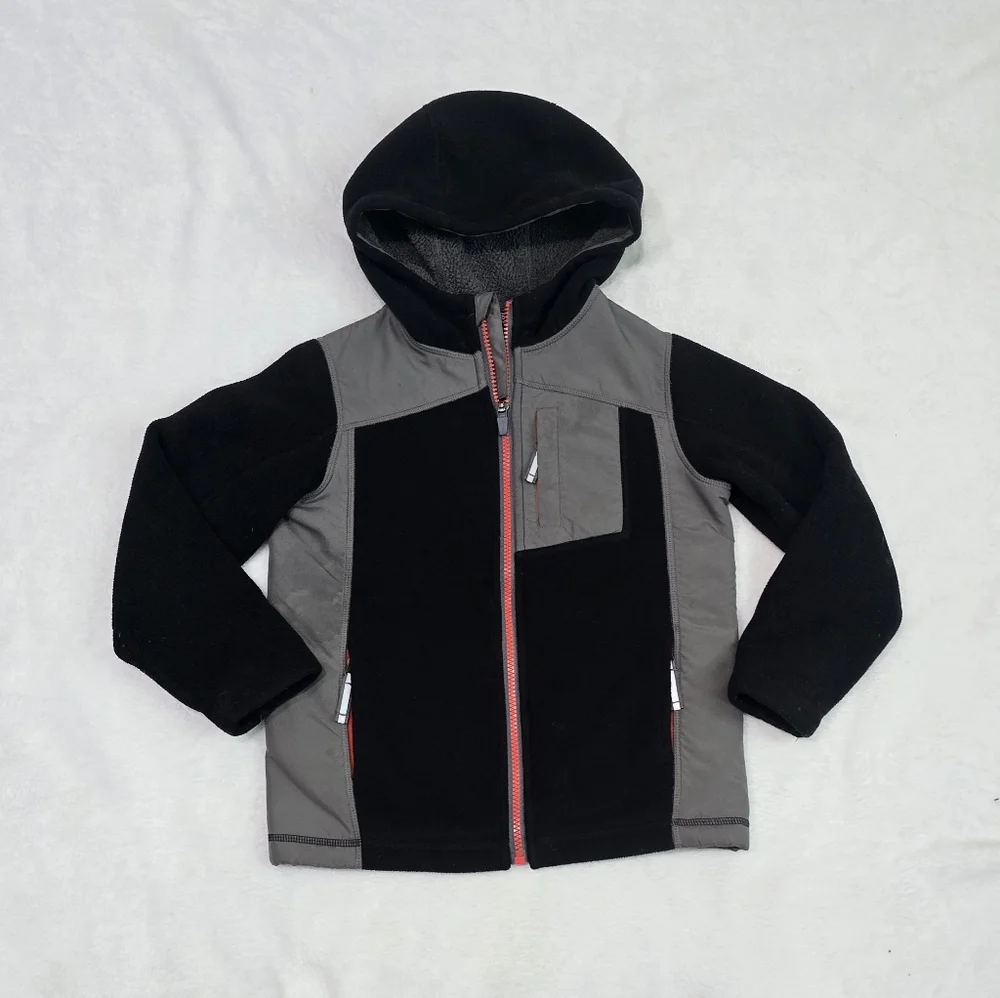 Boy's Nike Therma Hoodie Sweatshirt & Lands End Fleece Jacket Size 5-6 Spellout